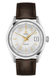 TISSOT SWISS VISODATE SILVER DIAL BROWN LEATHER BAND T157-407-16-03100