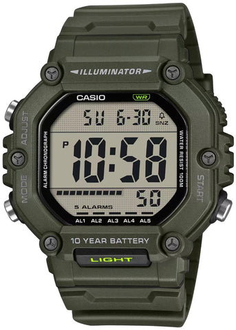 CASIO DIGITAL LARGE LCD DIAL GREEN RESIN BAND AE1600HX-3A