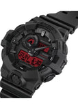 CASIO G SHOCK ANALOGUE/DIGITAL BLACK RESIN BOLD RED DIAL GA700BBR-1A