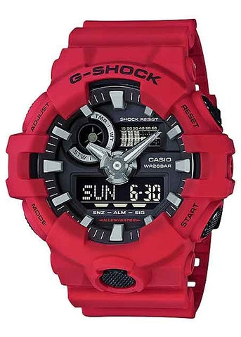 CASIO G-SHOCK ANALOGUE / DIGITAL RED RESIN BAND GA700-4A