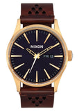 NIXON SENTRY GOLD CASE INDIGO DIAL / BROWN LEATHER A105 5033-00