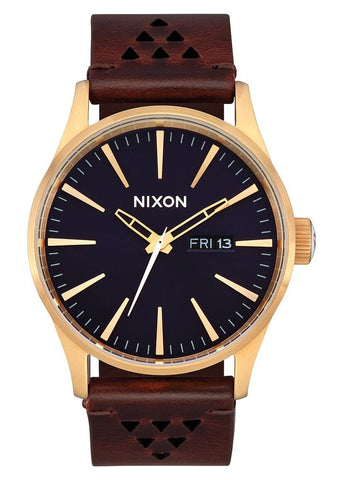 NIXON SENTRY GOLD CASE INDIGO DIAL / BROWN LEATHER A105 5033-00