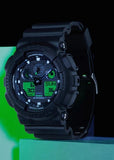 CASIO G-SHOCK ANALOGUE / DIGITAL ELECTRO GREEN BLACK RESIN GA100BEG-1A