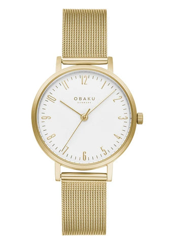 OBAKU BRINK LILLE GOLD MESH BRACELET WHITE V248LXGIMG