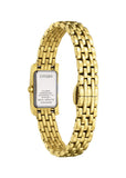 CITIZEN LADIES ECO-DRIVE DIAMOND SET RECTANGULAR CASE GOLD EG7112-59D
