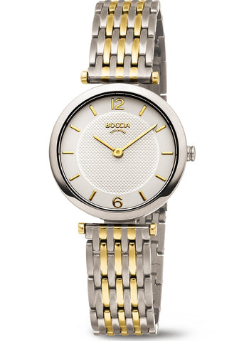 BOCCIA LADIES TITANIUM WHITE DIAL TWO-TONE BRACELET 3362-03