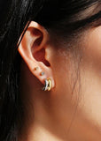 ANIA HAIE TRAILBLAZER TWO-TONE DOUBLE HUGGIE EARRINGS E067-05T