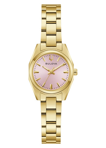 BULOVA LADIES SURVEYOR MINI PINK DIAL GOLD BRACELET 97L187