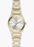 FOSSIL EVERETT SILVER DIAL BAGUETTE STONE TWO-TONE BRACELET ES5494
