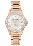 BULOVA LADIES MARINE STAR DIAMOND SET PEARL DIAL ROSE GOLD 98R295