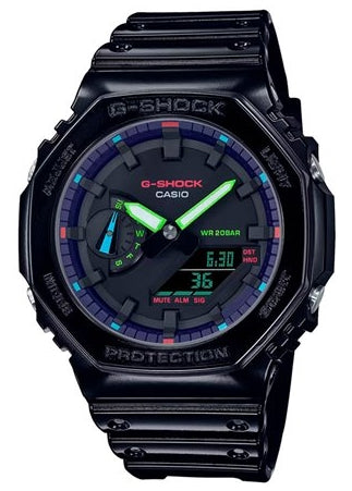 CASIO G-SHOCK CARBON CORE GUARD DUO SLIM RAINBOW BLACK SHINE GA2100RGB-1A