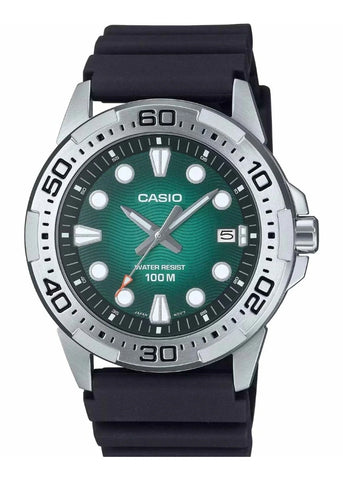 CASIO ANALOGUE MARINE SPORTS GREEN DIAL BLACK RESIN BAND MTD140-3A