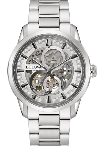 BULOVA GENTS CLASSIC SUTTON SKELETON DIAL STAINLESS STEEL 96A267