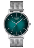 TISSOT SWISS EVERYTIME TEAL DIAL SILVER MESH BAND T143-410-11-091-00
