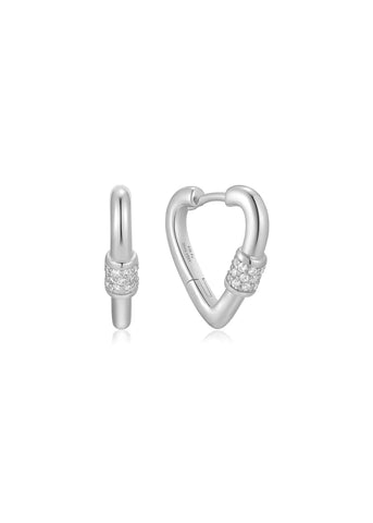 ANIA HAIE SILVER HEART CLASP HUGGIE HOOP EARRINGS E069-05H