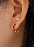 ANIA HAIE GLIMMER GLOW GOLD ROSE CZ HUGGIE HOOP EARRINGS E071-04G