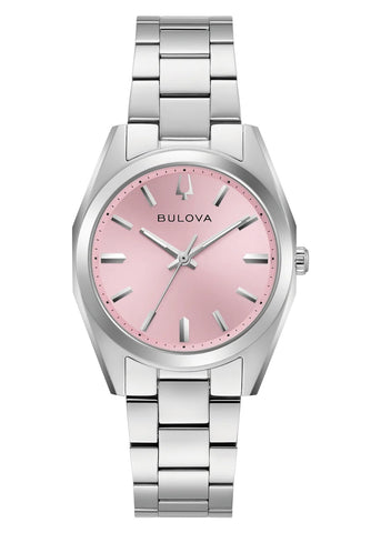 BULOVA LADIES SURVEYOR PINK DIAL STAINLESS STEEL BRACELET 96L348