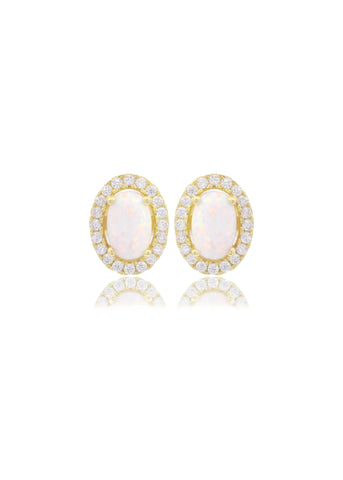 GEORGINI OPAL GLOW CREATED OPAL CZ GOLD STUD EARRINGS IE1184G