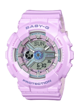 CASIO BABY-G ANALOGUE / DIGITAL GLOSSY PURPLE RESIN BAND BA110MC-6A