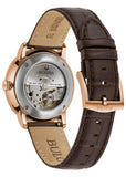 BULOVA GENTS CLASSIC HUDSON AUTOMATIC SILVER DIAL LEATHER 97B225
