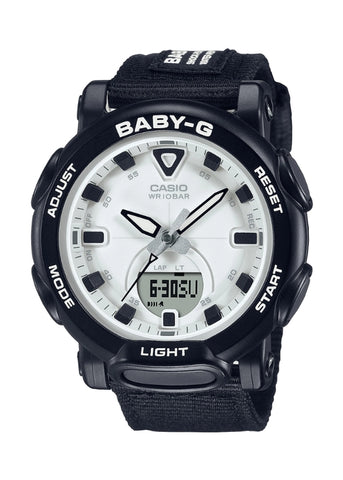 CASIO BABY-G DUO WHITE DIAL BLACK FABRIC BAND BGA310C-1A