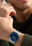 FOSSIL MINIMALIST BLUE DIAL STAINLESS STEEL BRACELET FS6180