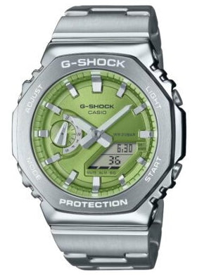 CASIO G-SHOCK METAL COVERED GREEN DIAL STAINLESS STEEL GM2110D-3A