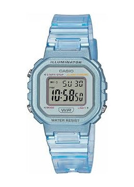 CASIO DIGITAL BLUE TRANSPARENT RESIN BAND LA20WHS-2A