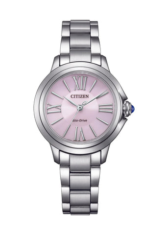 CITIZEN LADIES ECO-DRIVE PINK DIAL STAINLESS STEEL BRACELET EM1160-58X