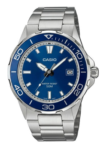 CASIO ANALOGUE MARINE BLUE DIAL STAINLESS BRACELET MTD145D-2A