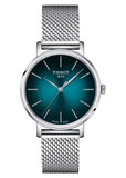 TISSOT SWISS EVERYTIME TEAL DIAL SILVER MESH BAND T143-210-11-091-00