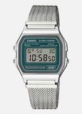 CASIO VINTAGE CLASSIC DIGITAL DARK GREEN DIAL MESH BAND A158WEM-3D
