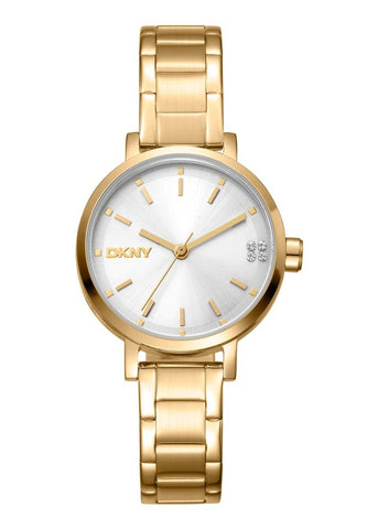 DKNY SOHO GLITZ SILVER DIAL GOLD BRACELET DK1L038M0055