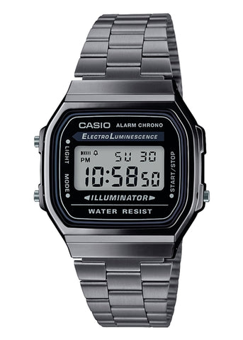 CASIO VINTAGE DIGITAL GUNMETAL BRACELET A168WGG-1A