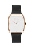 OBAKU TERN LILLE-TUSCANY BLACK MESH BRACELT ROSE WHITE DIAL V267LXMIMB