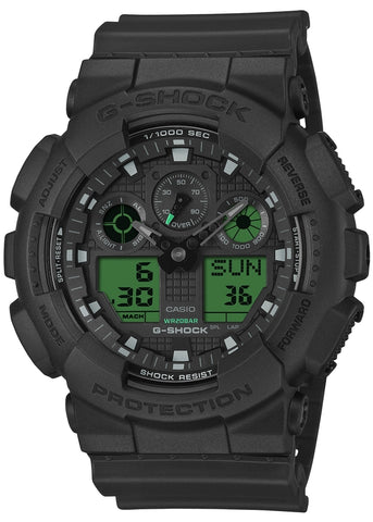 CASIO G-SHOCK ANALOGUE / DIGITAL ELECTRO GREEN BLACK RESIN GA100BEG-1A