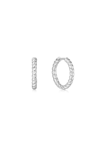 ANIA HAIE VOYAGER SILVER TEXTURE HUGGIE EARRINGS E063-05H