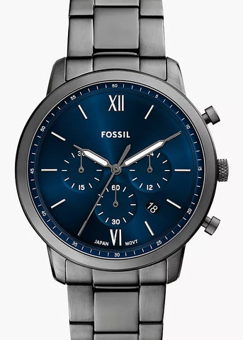 FOSSIL NEUTRA CHRONOGRAPH BLUE DIAL GUNMETAL BRACELET FS6111