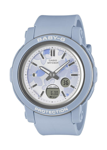 CASIO BABY-G ANALOGUE / DIGITAL FLORAL DIAL BLUE BAND BGA290FL-2A