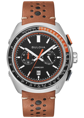 BULOVA GENTS CLASSIC RACER CHRONOGRAPH TAN LEATHER BAND 98B427