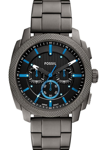 FOSSIL MACHINE CHRONOGRAPH BLACK DIAL GUNMETAL BRACELET FS6098