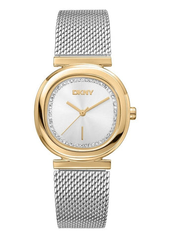 DKNY EVENING CRYSTAL SET SILVER DIAL STAINLESS STEEL MESH DK1L082M0055