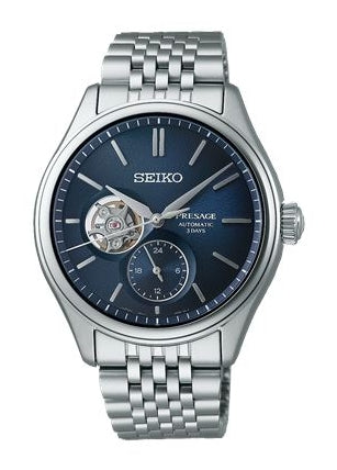 SEIKO PRESAGE AUTOMATIC OPEN HEART BLUE DIAL STAINLESS SPB527J