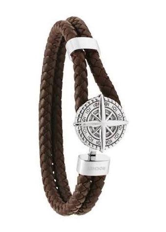 ROCHET JEWELLERY CAP HORN BROWN BRAIDED LEATHER HB0803