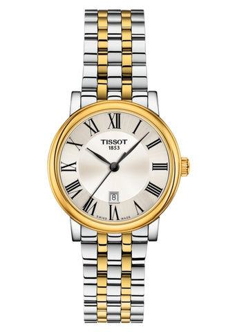 TISSOT SWISS LADIES CARSON SILVER DIAL TWO-TONE BRACELET T122-210-22-033-00