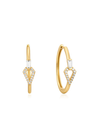 ANIA HAIE SUNSHINE CHASER GOLD CZ GEOMETRIC HOOP EARRINGS E059-17G