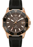 BULOVA GENTS MARINE STAR BROWN DIAL ROSE BLACK RUBBER STRAP 98B421