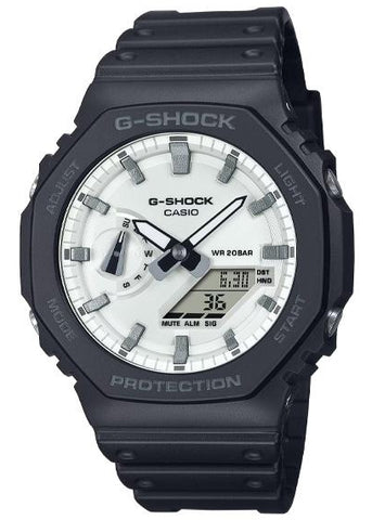 CASIO G-SHOCK CARBON CORE GUARD DUO SLIM WHITE BLACK BAND GA2100WD-1A