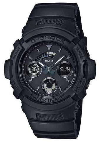 CASIO G-SHOCK ANALOGUE / DIGITAL BLACK RESIN BAND AW591BB-1A