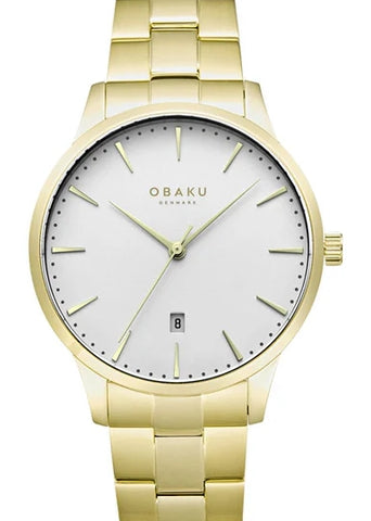 OBAKU LYNG STOR-PHANTON GOLD BRACELET SILVER DIAL V247XDGISG